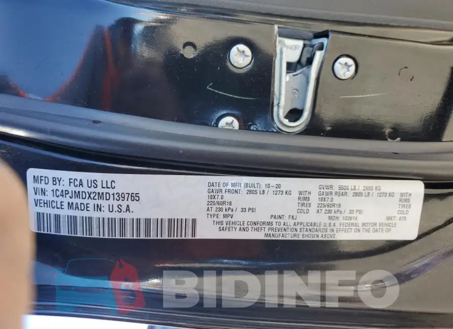 1C4PJMDX2MD139765 Photo# 13