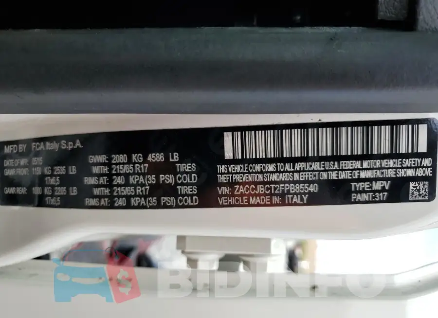 ZACCJBCT2FPB85540 Photo# 14