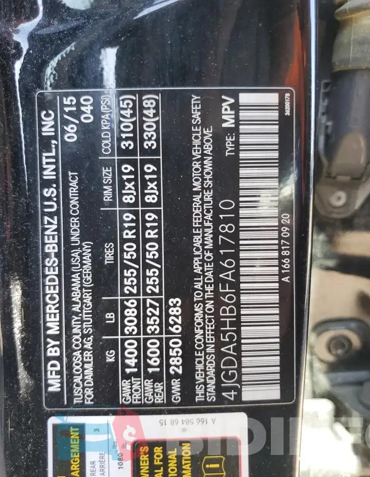 4JGDA5HB6FA617810 Photo# 13