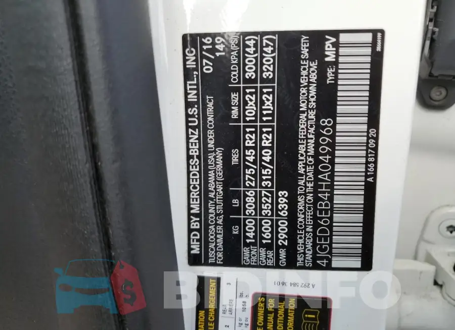 4JGED6EB4HA049968 Photo# 13