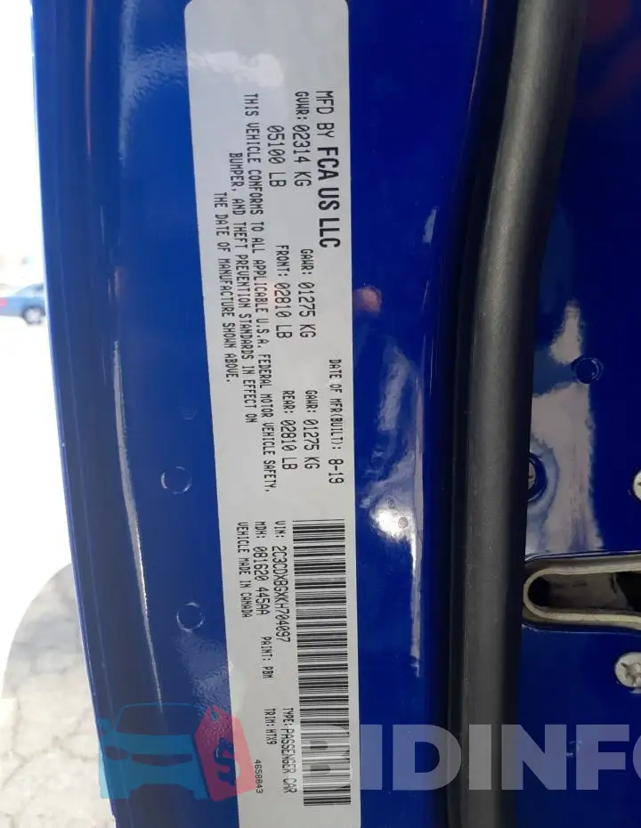 2C3CDXBGXKH704097 Photo# 12