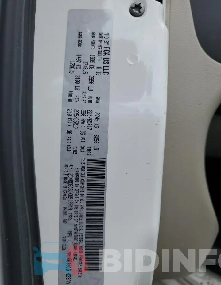 2C4RDGCG1KR519919 Photo# 13
