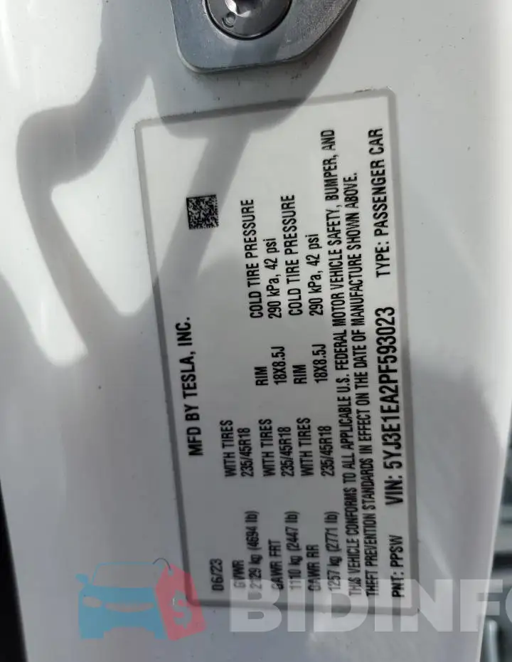 5YJ3E1EA2PF593023 Photo# 12