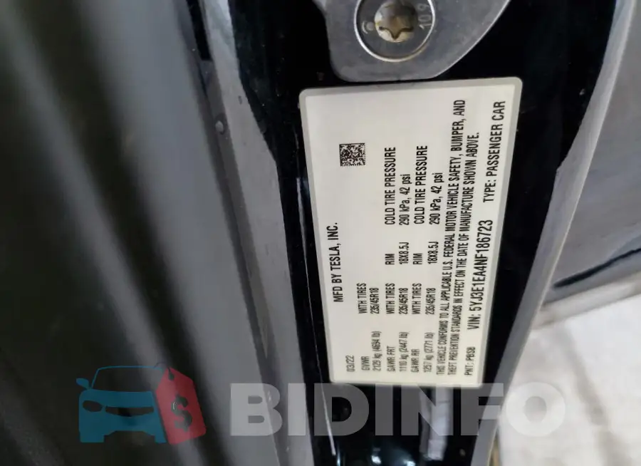 5YJ3E1EA4NF186723 Photo# 13