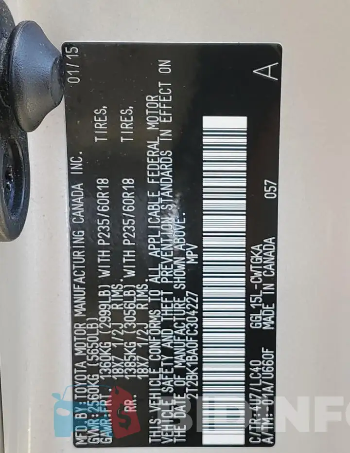 2T2BK1BA0FC304227 Photo# 13