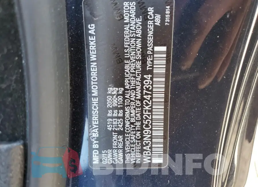 WBA3N9C52FK247394 Photo# 12