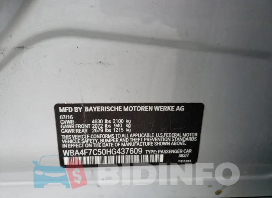 WBA4F7C50HG437609 Photo# 12