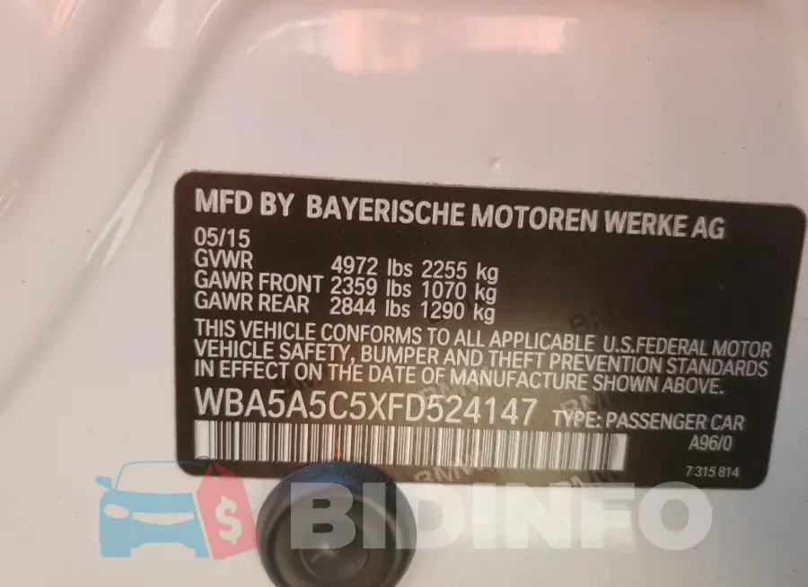 WBA5A5C5XFD524147 Photo# 12