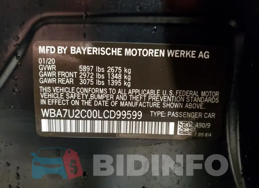 WBA7U2C00LCD99599 Photo# 13