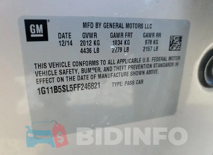 1G11B5SL5FF246821 Photo# 13