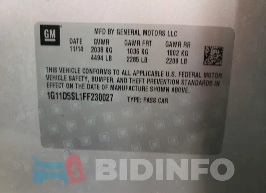 1G11D5SL1FF230027 Photo# 12