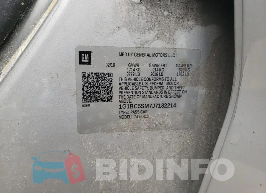 1G1BC5SM7J7182214 Photo# 13