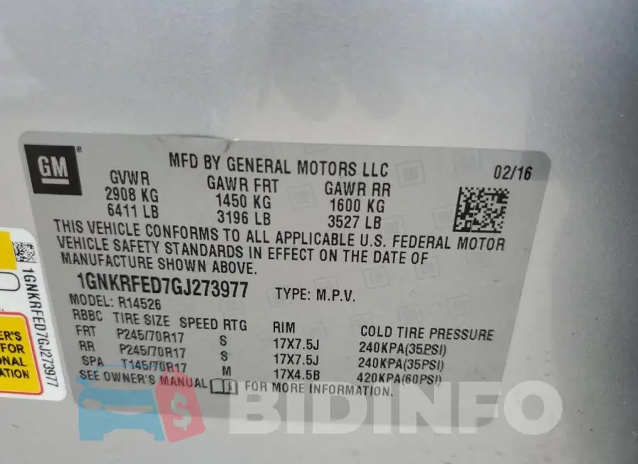 1GNKRFED7GJ273977 Photo# 13