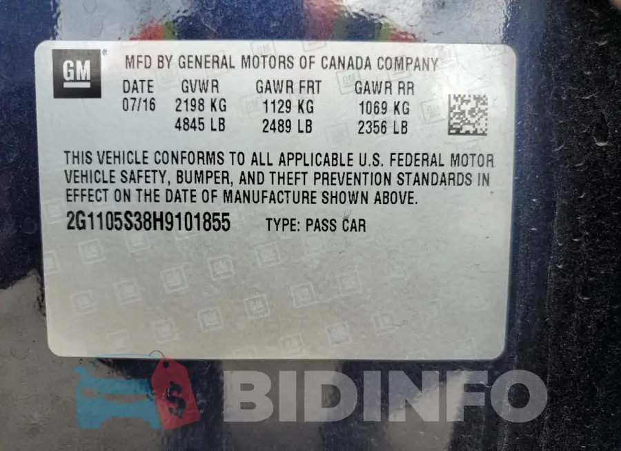 2G1105S38H9101855 Photo# 13