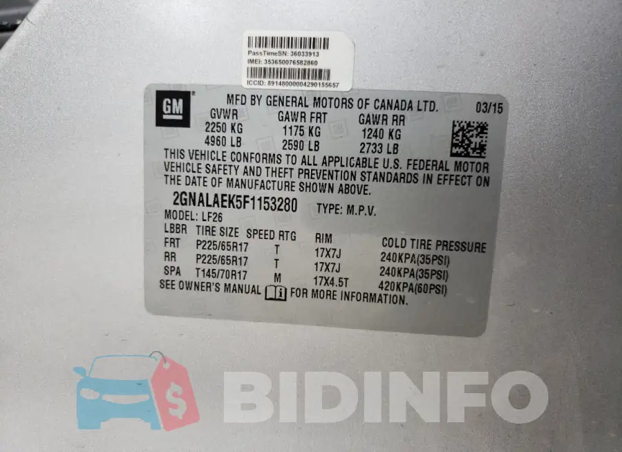 2GNALAEK5F1153280 Photo# 13