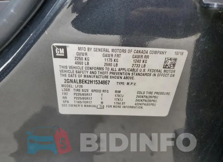 2GNALBEK2H1534867 Photo# 13