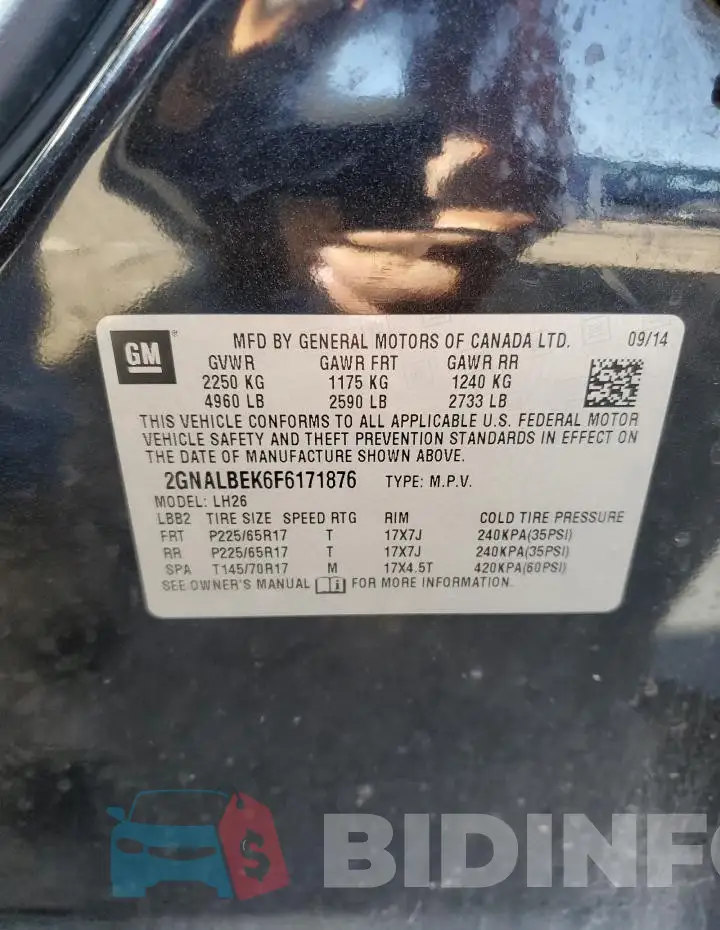 2GNALBEK6F6171876 Photo# 14