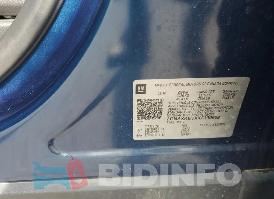 2GNAXKEVXK6190908 Photo# 13