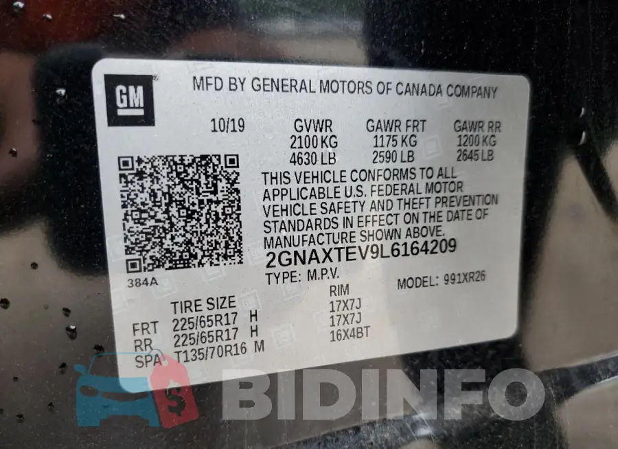 2GNAXTEV9L6164209 Photo# 13
