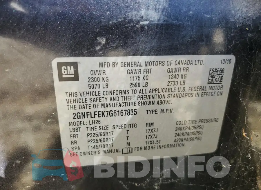 2GNFLFEK7G6167835 Photo# 13