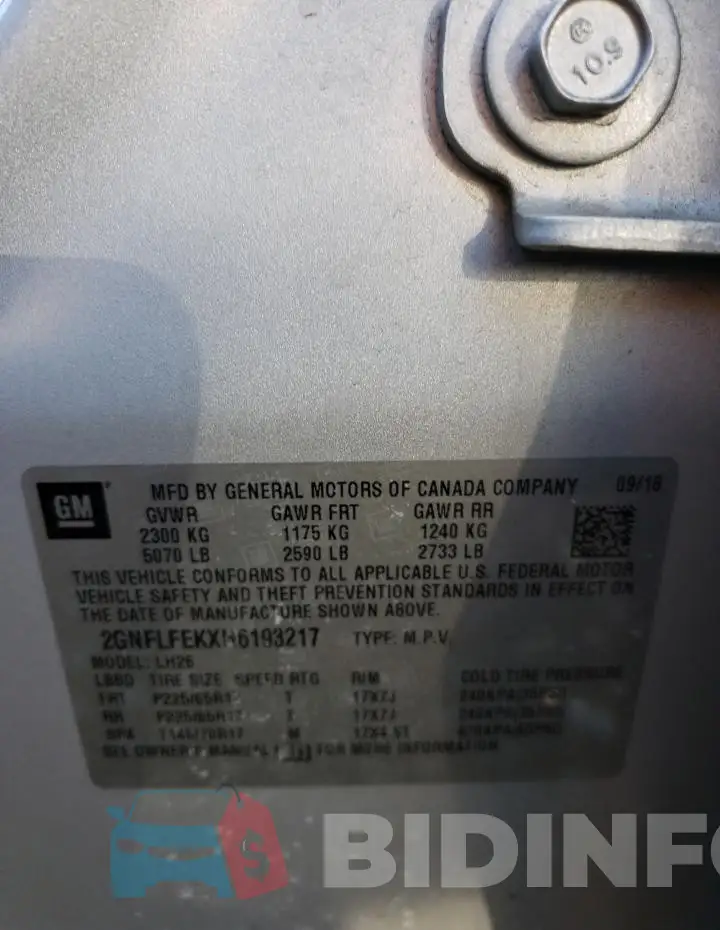 2GNFLFEKXH6193217 Photo# 13