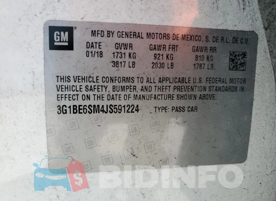 3G1BE6SM4JS591224 Photo# 12
