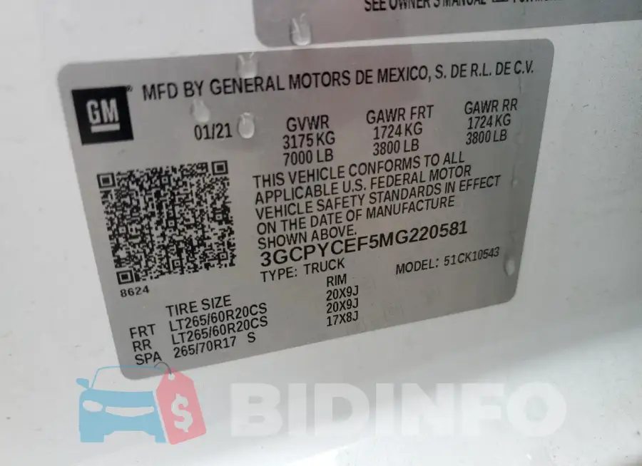3GCPYCEF5MG220581 Photo# 12