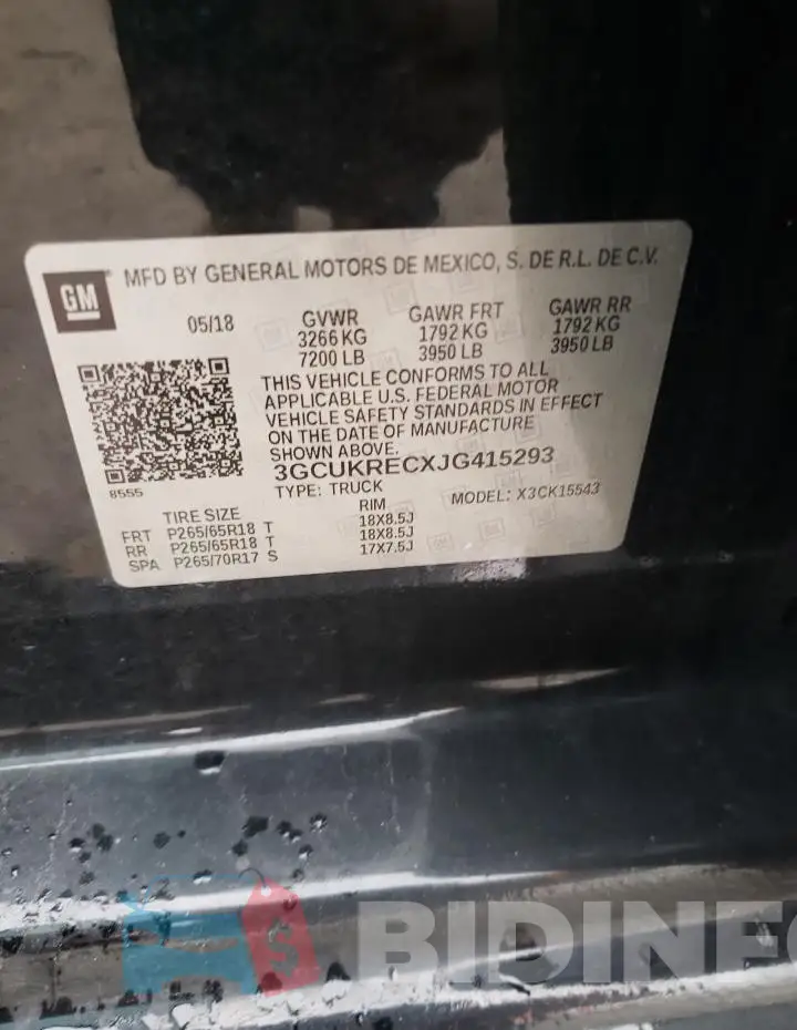 3GCUKRECXJG415293 Photo# 12