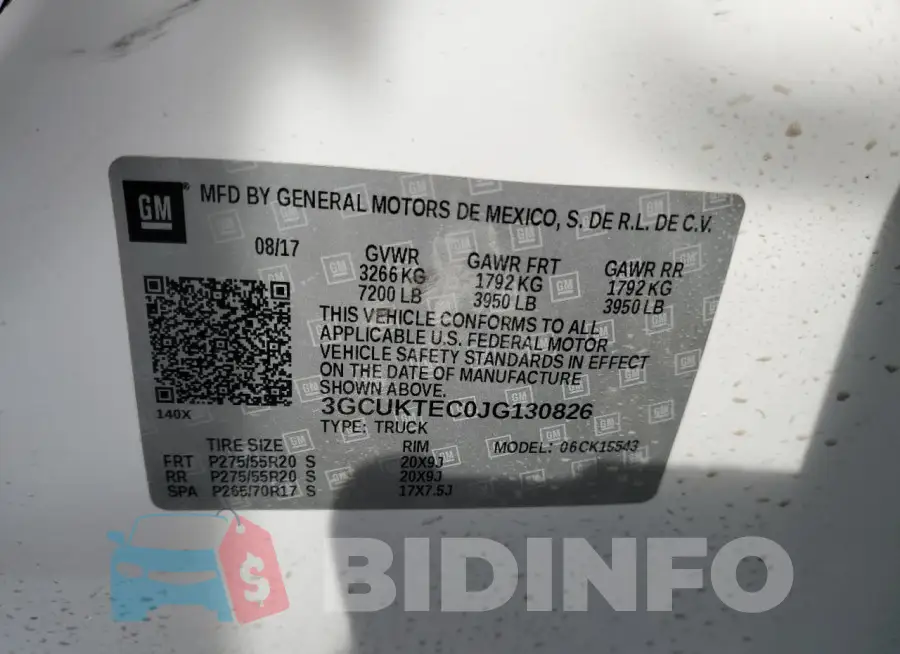 3GCUKTEC0JG130826 Photo# 12