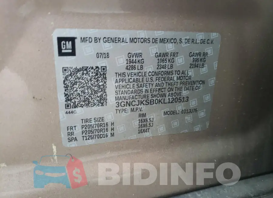 3GNCJKSB0KL120513 Photo# 12