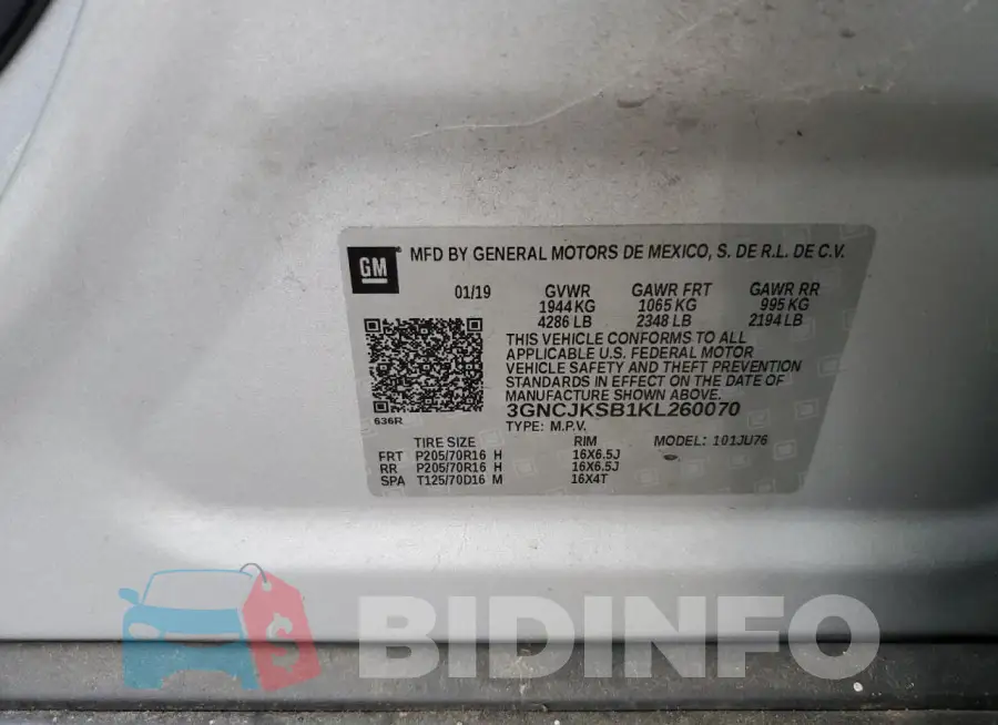 3GNCJKSB1KL260070 Photo# 13