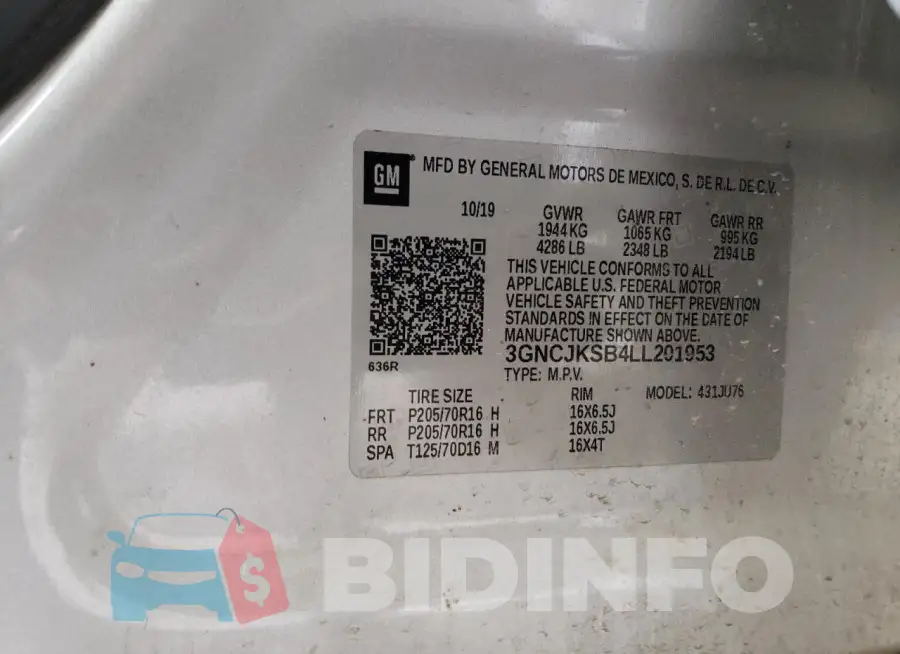 3GNCJKSB4LL201953 Photo# 12