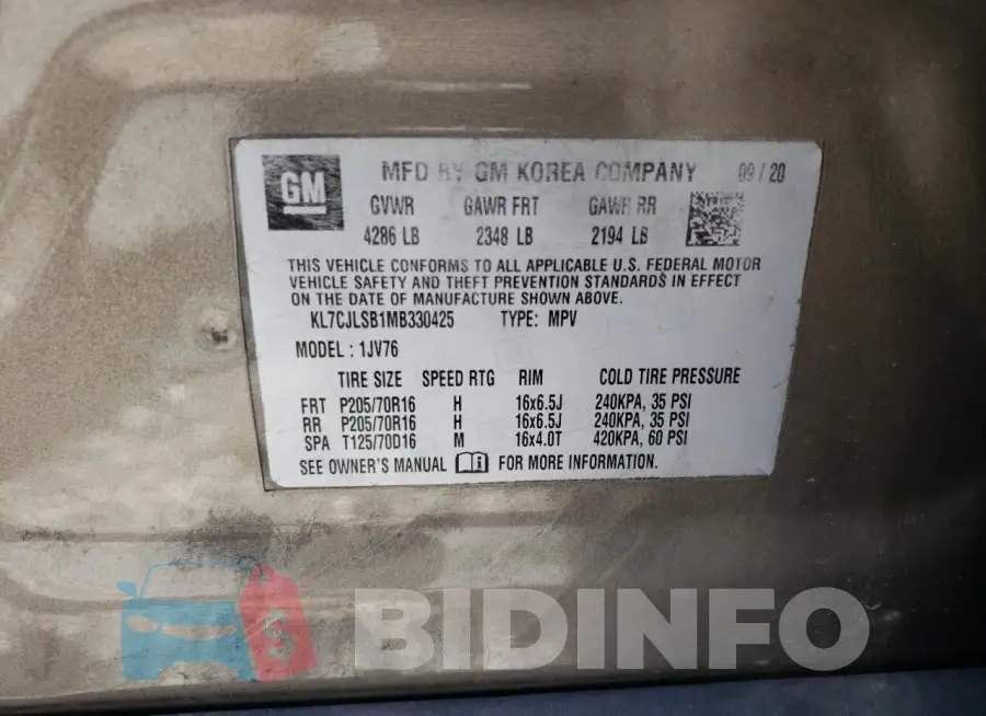 KL7CJLSB1MB330425 Photo# 13
