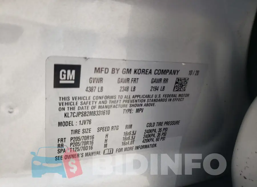 KL7CJPSB2MB331610 Photo# 12
