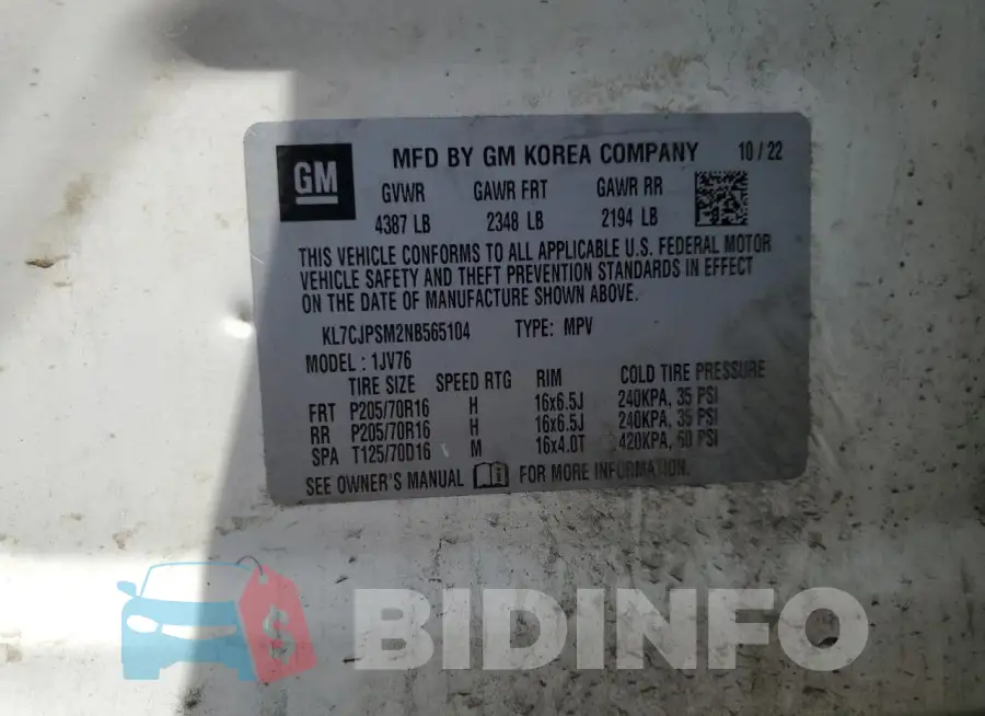 KL7CJPSM2NB565104 Photo# 13
