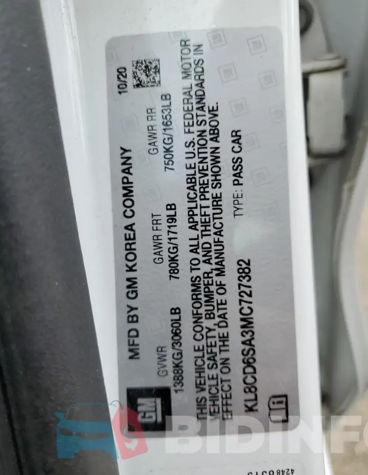 KL8CD6SA3MC727382 Photo# 12