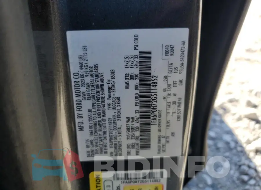 1FA6P0H72G5114852 Photo# 13