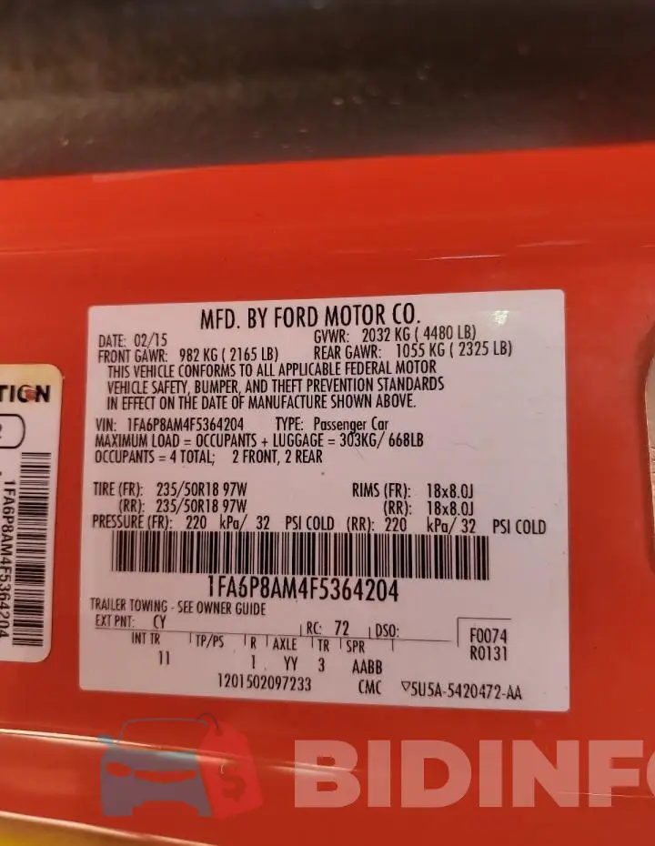 1FA6P8AM4F5364204 Photo# 13