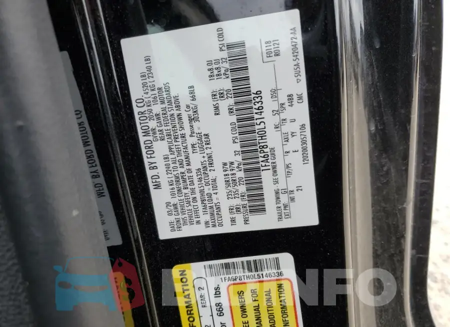 1FA6P8TH0L5146336 Photo# 12