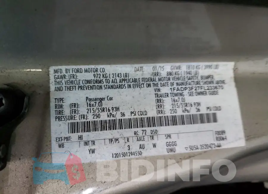1FADP3F27FL233670 Photo# 12