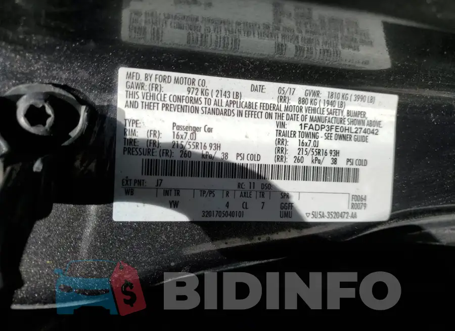 1FADP3FE0HL274042 Photo# 12