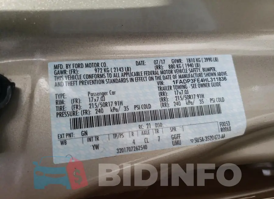 1FADP3FE4HL311836 Photo# 12