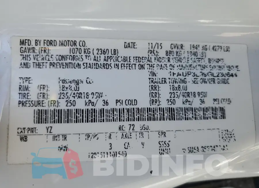 1FADP3L99GL230644 Photo# 12