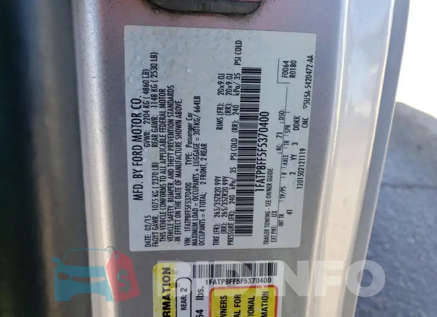 1FATP8FF5F5370400 Photo# 12
