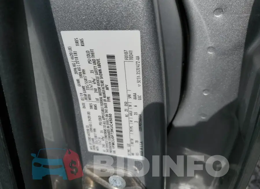 1FMCU0F73KUC45050 Photo# 14
