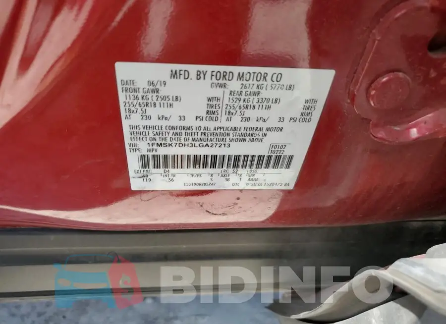 1FMSK7DH3LGA27213 Photo# 12