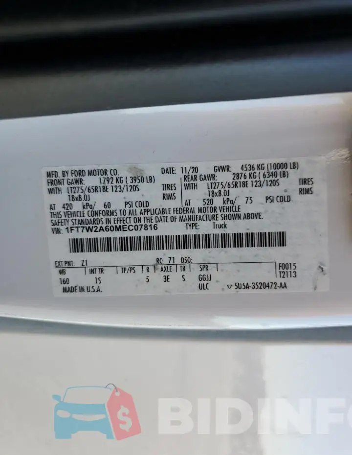 1FT7W2A60MEC07816 Photo# 12