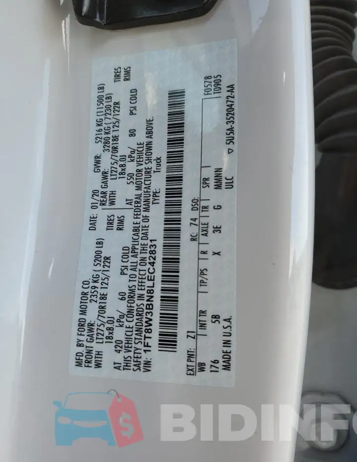 1FT8W3BN8LEC42831 Photo# 12