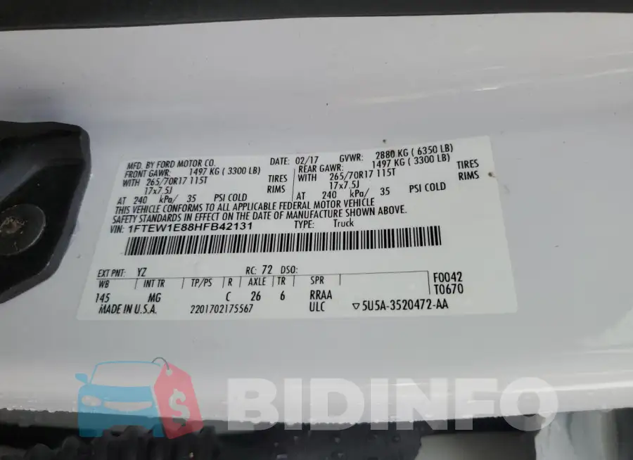 1FTEW1E88HFB42131 Photo# 13