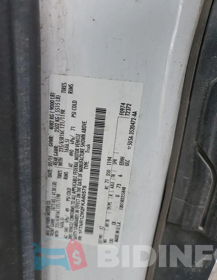 1FTNR1ZM2FKA60575 Photo# 13